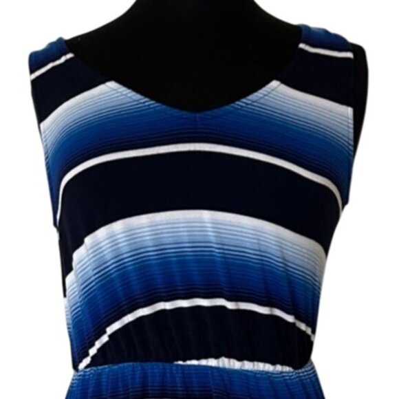 Merona Mini Sundress Blue Stripes w/Stretch Waist Rayon Blend Junior's Size M - Picture 14 of 14